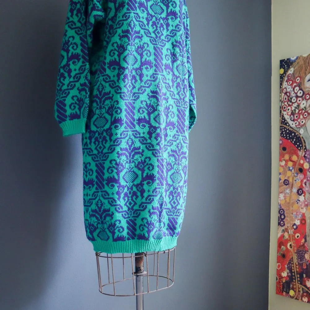 Purple and Green Acrylic Sweater Dress by DAKOTA - Picture 9 of 10